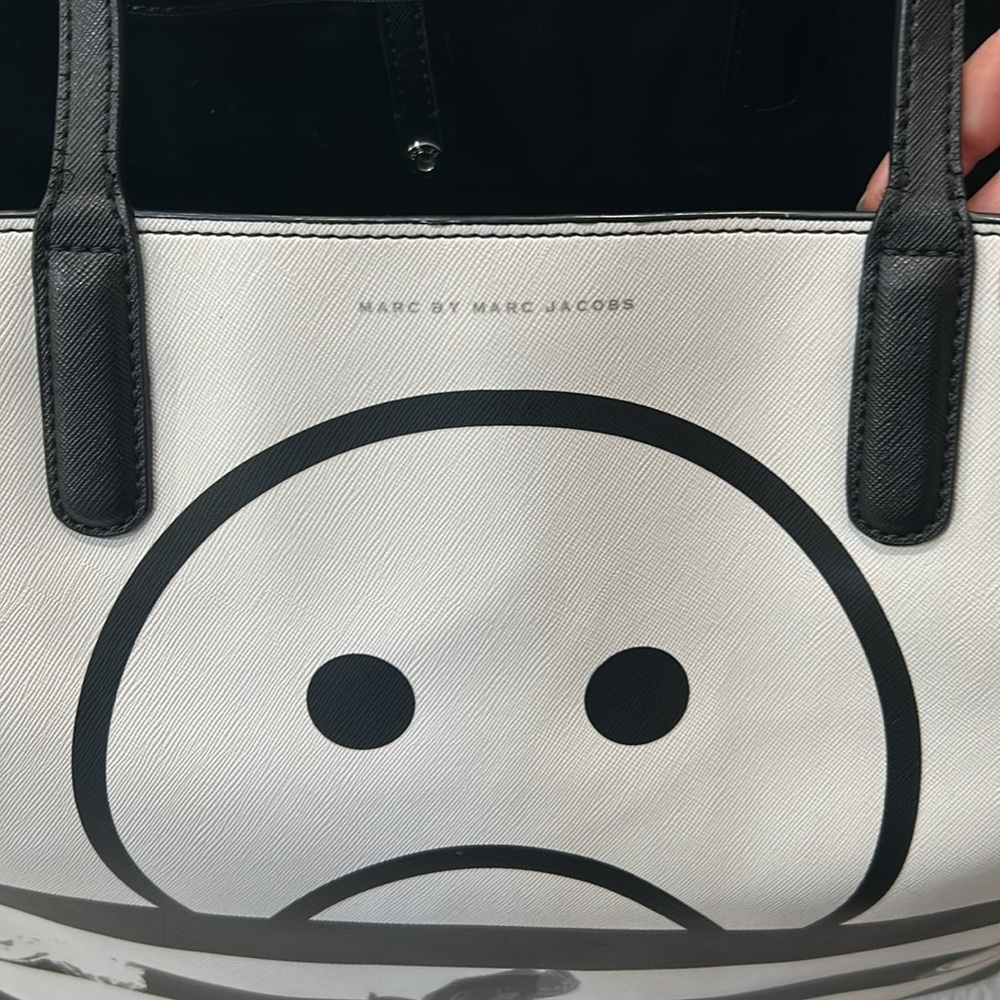 Rare MBMJ - Marc by Marc Jacobs Metropoli Unsmiley Striped Travel Tote and Pouch - Picture 9 of 16